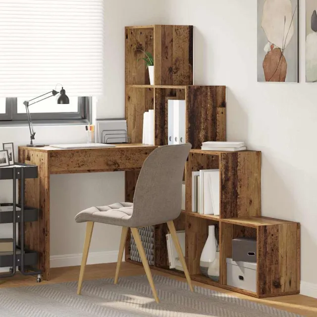 vidaXL Hoekbureau Oud Hout 101,5 x 149,5 x 149,5 cm Bewerkt hout bruin, foto 2