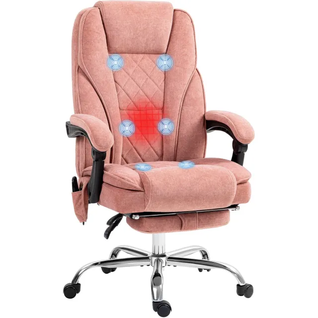 Vinsetto massage bureaustoel - fluweel (100% polyester) - 67x72x119cm - roze