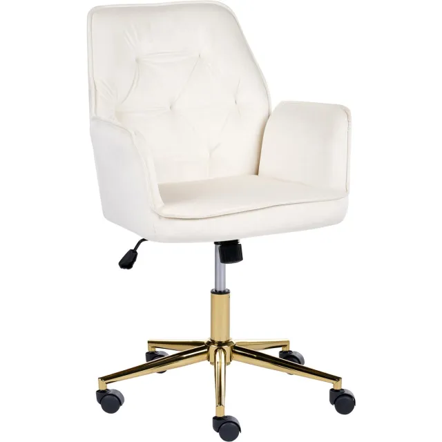 Beliani CELARA - Bureaustoel - Wit - Fluweel