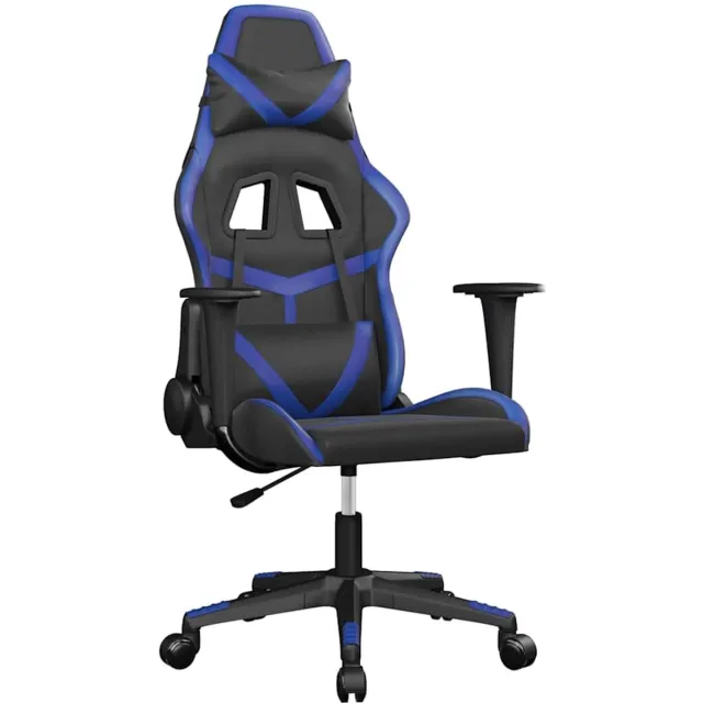 vidaXL Gamestoel - kunstleer - zwart - en - blauw zwart en blauw