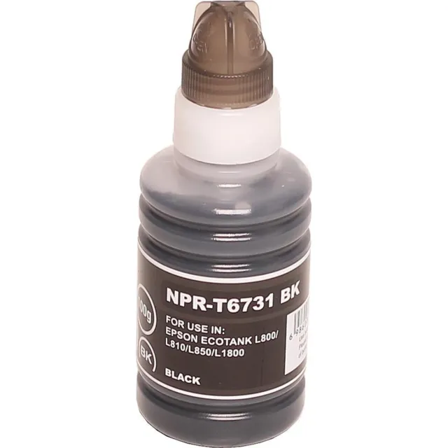 ABC huismerk navulflesje voor Epson T6731 zwart geschikt voor EcoTank L800 L801 L805 L810 L850 L1800