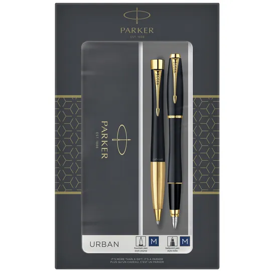 Balpen en vulpen Parker Urban matt black GT medium 2 stuks