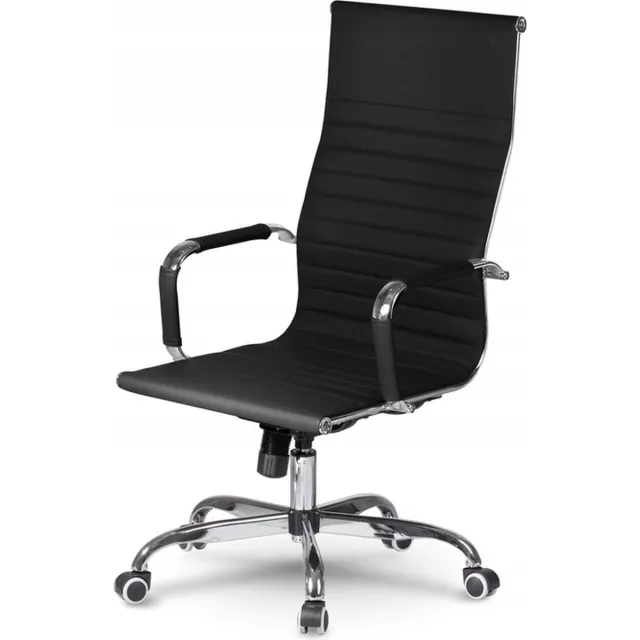 Sofotel Tokio - Bureaustoel - Modern Design - Zwart Eco-leder - Chromen Accenten