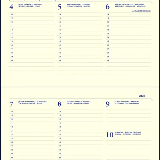 Ryam Agendavulling 2027 Ryam Memoplan 7 Compact 7 dagen/2pagina's landscape crème