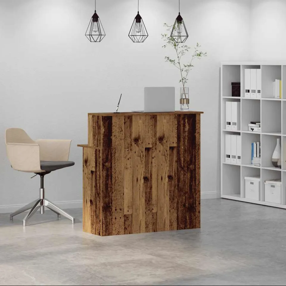 vidaXL Receptiebalie 100x50x103,5 cm bewerkt hout oud houtkleurig bruin, foto 2