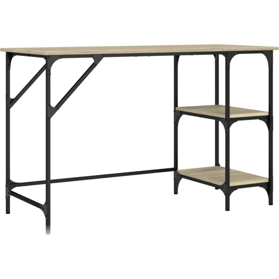 vidaXL Bureau 120x50x75 cm metaal en bewerkt hout sonoma eikenkleurig Bruin