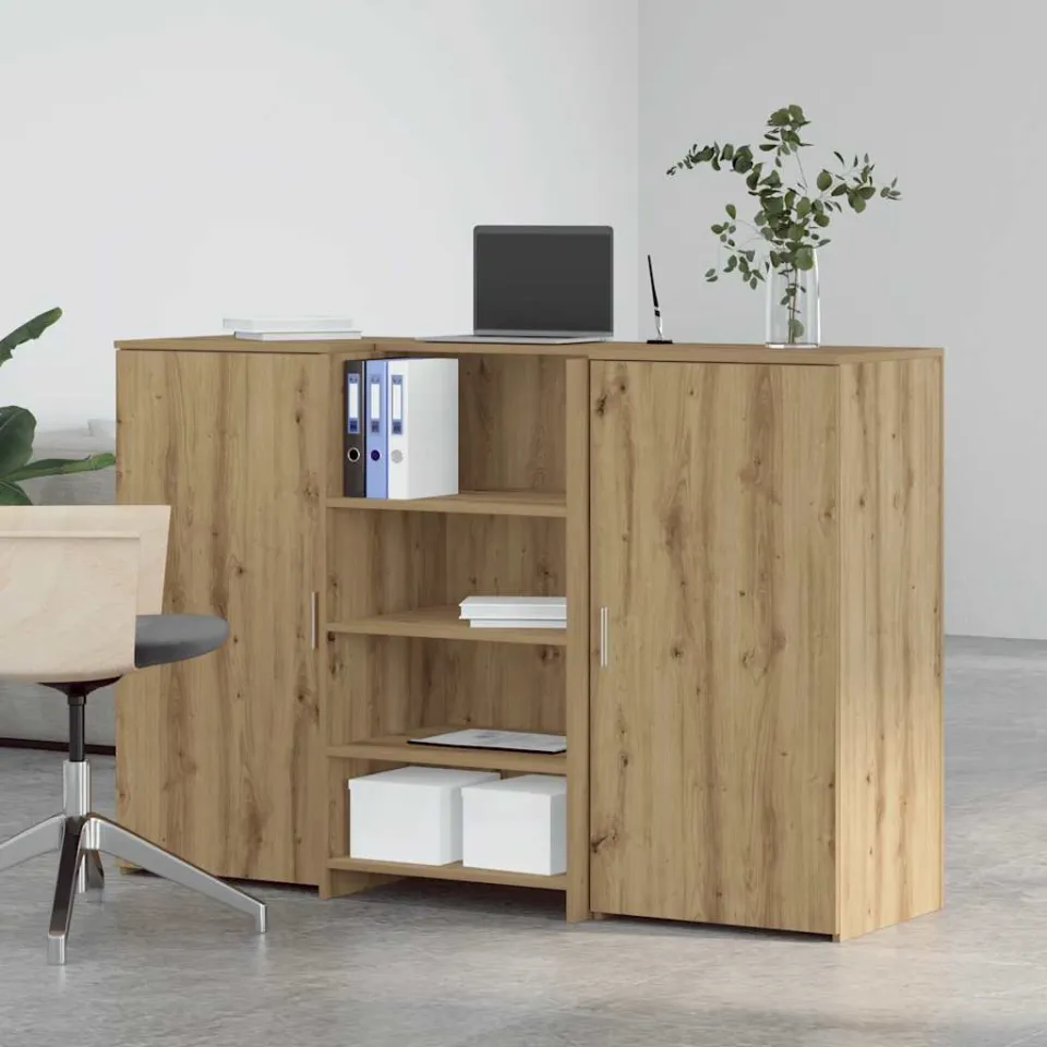 vidaXL Receptiebalie 155x50x103,5cm bewerkt hout artisanaal eikenkleur, foto 2