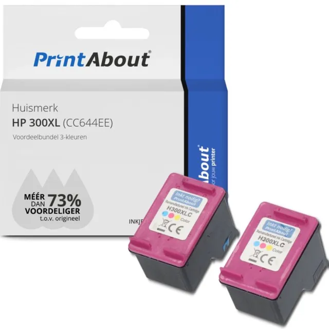 PrintAbout Inktcartridge / Alternatief voor de HP CC644EE (nr 300XL) / 3 Kleuren 3-kleuren