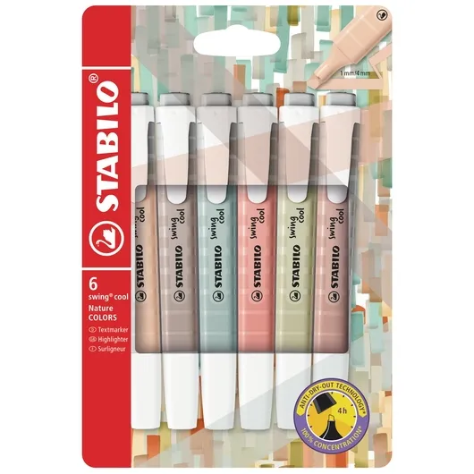 Stabilo Markeerstift STABILO Swing cool nature colors assorti 6 stuks