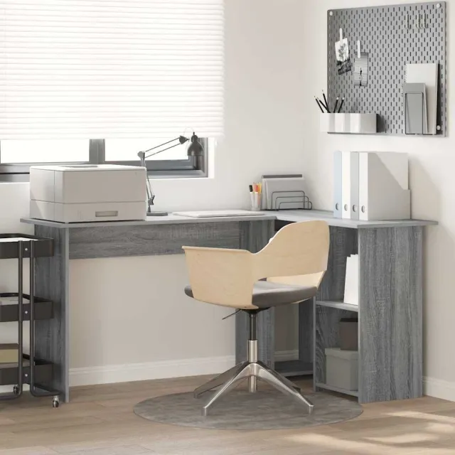 vidaXL Hoekbureau Grijs Sonoma 142 x 102 x 73 cm Bewerkt hout, foto 2