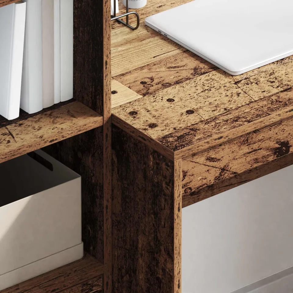 vidaXL Bureau Oudhout 125,5 x 50 x 127 cm 2 st bruin, foto 4
