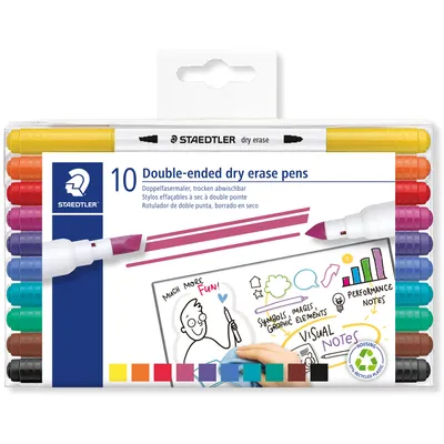 Whitebordstiften Staedtler dry erase dubbele punt set à 10 kleuren