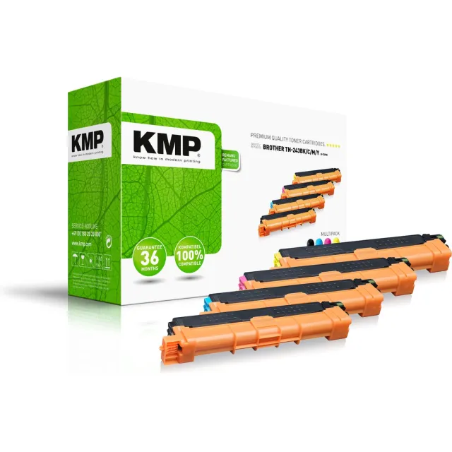 KMP Toner vervangt Brother TN-243BK, TN-243C, TN-243M, TN-243Y, Mulitipack TN-243BKCMY Compatibel Combipack Zwart, Cyaa Kleurloos