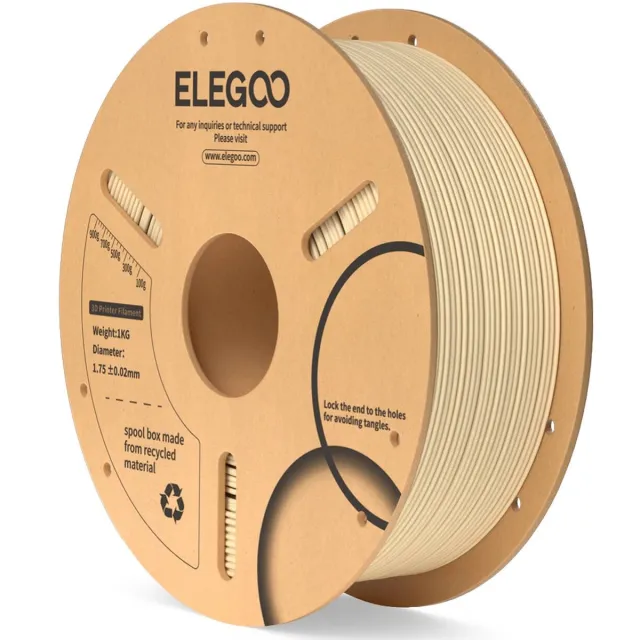 Elegoo PLA Filament Beige 1KG 1.75mm – Nauwkeurig, Soepel en Klitvrij 3D Printer Filament