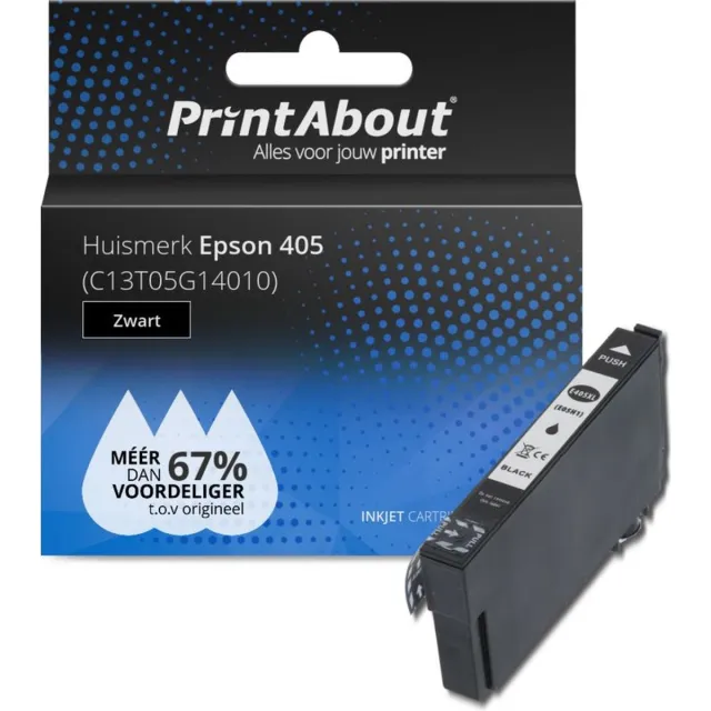 PrintAbout huismerk Inktcartridge 405 (C13T05G14010) Zwart geschikt voor Epson