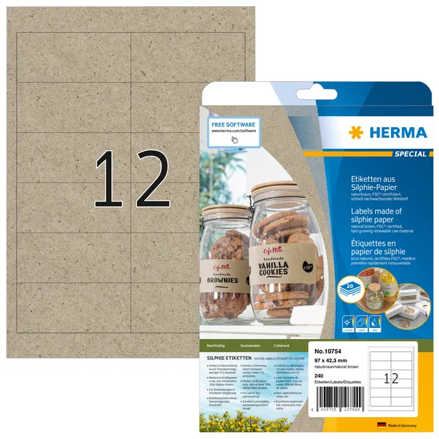 Herma Etiket HERMA 10754 97x42.3mm silphie bruin 240 stuks
