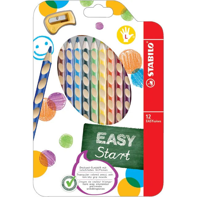 Stabilo Kleurpotloden STABILO 331 Easycolor linkshandig puntenslijper ass 12st