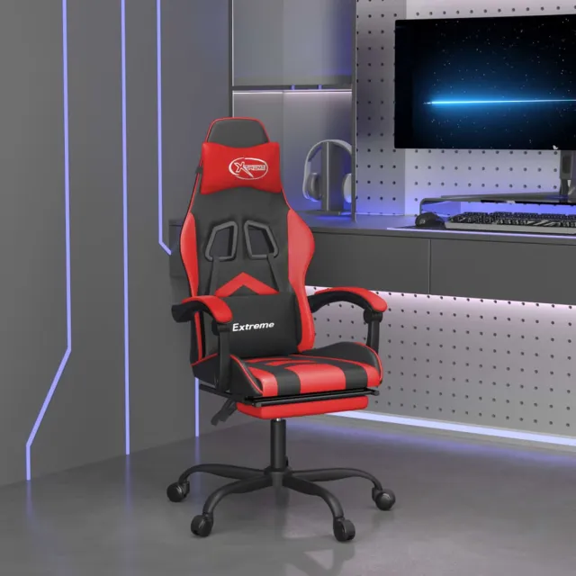 vidaXL Gamestoel - met - voetensteun - kunstleer - zwart - en - rood zwart en rood