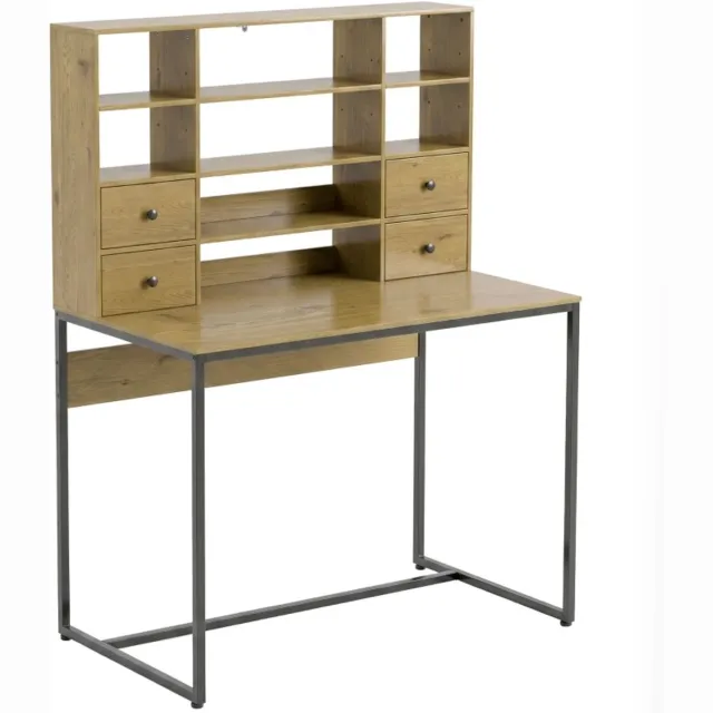 COVREO Bureau 105 x 60 x 142 cm, natuurhout, spaanplaat met opbergruimte Naturel hout