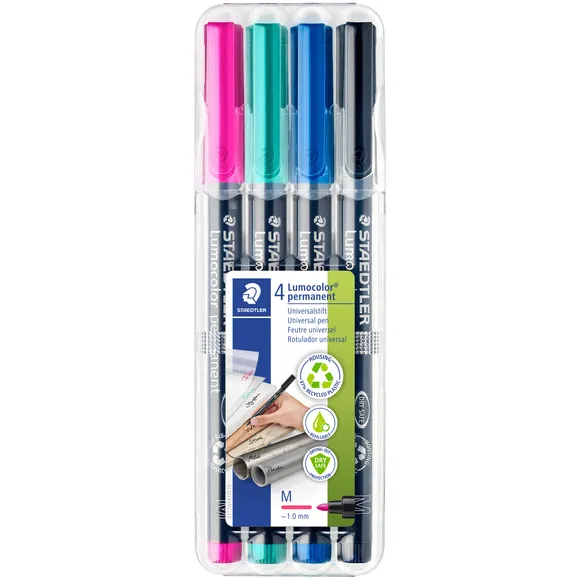 Staedtler Viltstift Staedtler Lumocolor 317 permanent M set à 4 kleuren