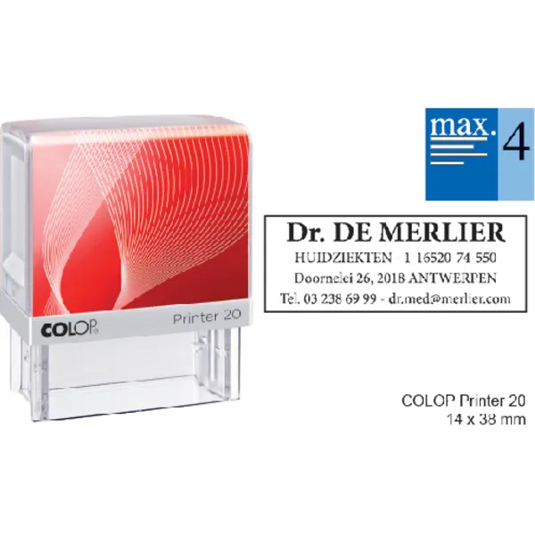 Colop Tekststempel Colop Printer 20 personaliseerbaar 4regels 38x14mm