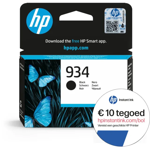 HP 934 - Inkcartridge - Origineel - Standaard capaciteit - Zwart + Instant Ink tegoed