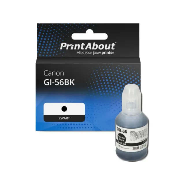 PrintAbout huismerk Inktcartridge GI-56BK Zwart Geschikt voor Canon