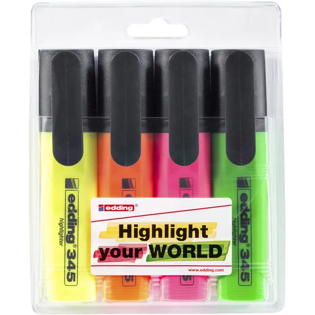 Edding Markeerstift edding 345 2-5mm assorti set à 4 stuks geel