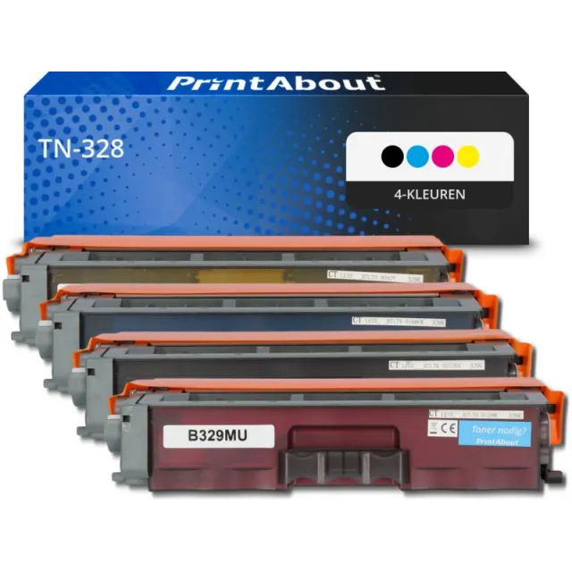 PrintAbout huismerk Toner TN-328 4-kleuren Multipack Extra hoge capaciteit Geschikt voor Brother