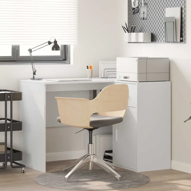 vidaXL Hoekbureau met lade met plank met opslag Wit 102 x 88 x 75 cm, foto 2