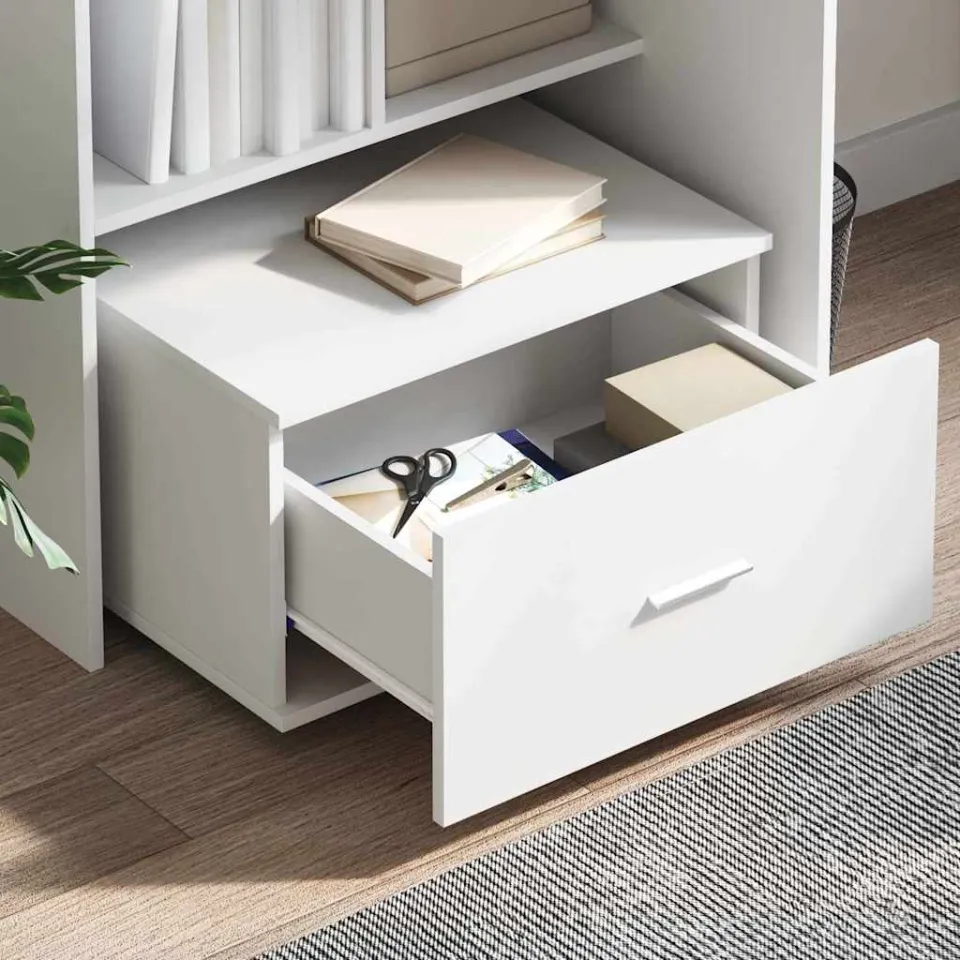vidaXL Bureau Wit Bewerkt hout 131,5 x 50 x 106,5 cm, foto 4