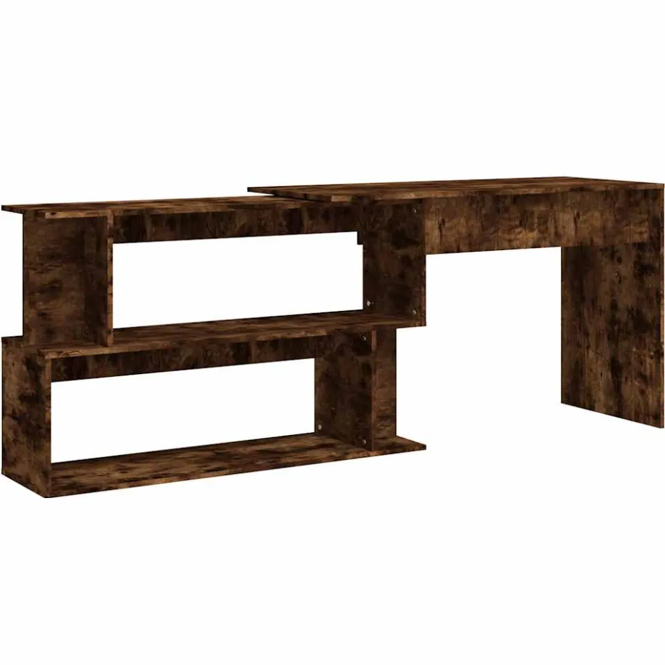 vidaXL Hoekbureau 200x50x76 cm bewerkt hout gerookt eikenkleur Bruin