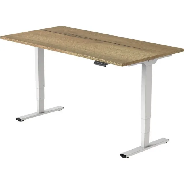 Game Hero Office Hero® Cosmic Elektrisch - Zit sta bureau in hoogte verstelbaar wit frame - Game bureau - Computertafel - Werktafel - 140x80 - Natuur eik
