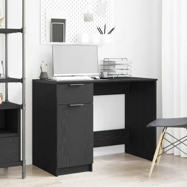 vidaXL Bureau Zwart Eiken Bewerkt hout 100 x 50 x 75 cm, foto 2