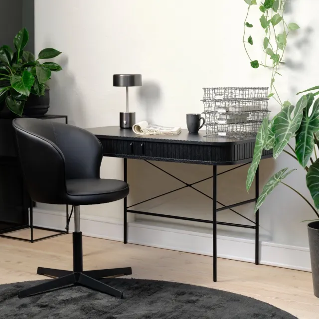 Meubelplaats Bureau Nola - eikenfineer zwart - 120x60x75 cm - 2 deuren