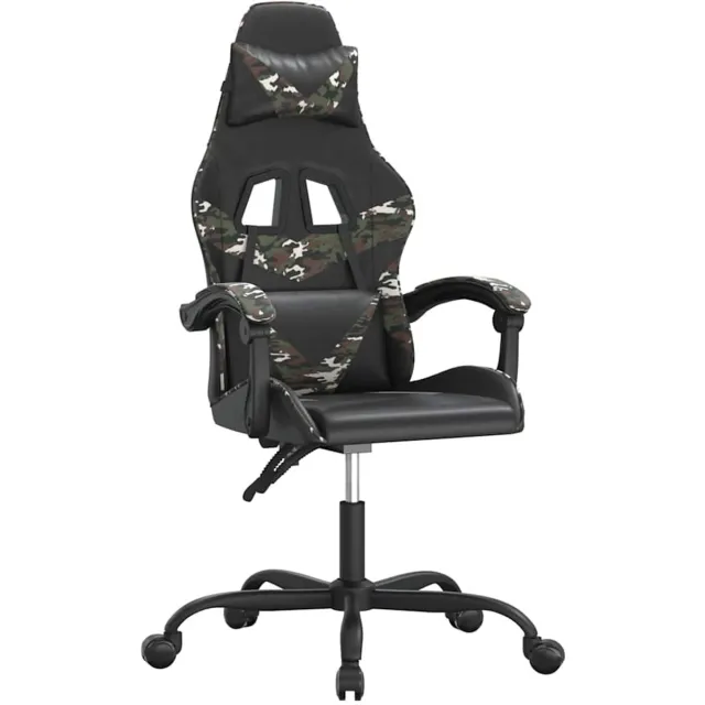 vidaXL Gamestoel - draaibaar - kunstleer - zwart - en - camouflage zwart en camouflage