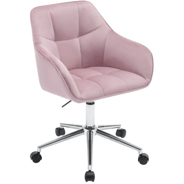 MIVRAY Bureaustoel Met Wielen - Ergonomisch Draaibaar En In Hoogte Verstelbaar - Voor Thuis En Kantoor - Fluweel Roze