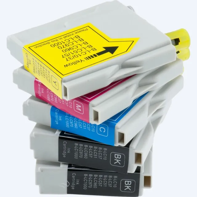KATRIZ huismerk inkt voor|Brother LC51/LC970/LC1000/LC37 2x black +1x Cyan +1x Magenta+1x Yellow | ( 5stuks) Zwart, Cyaan, Magenta, Geel