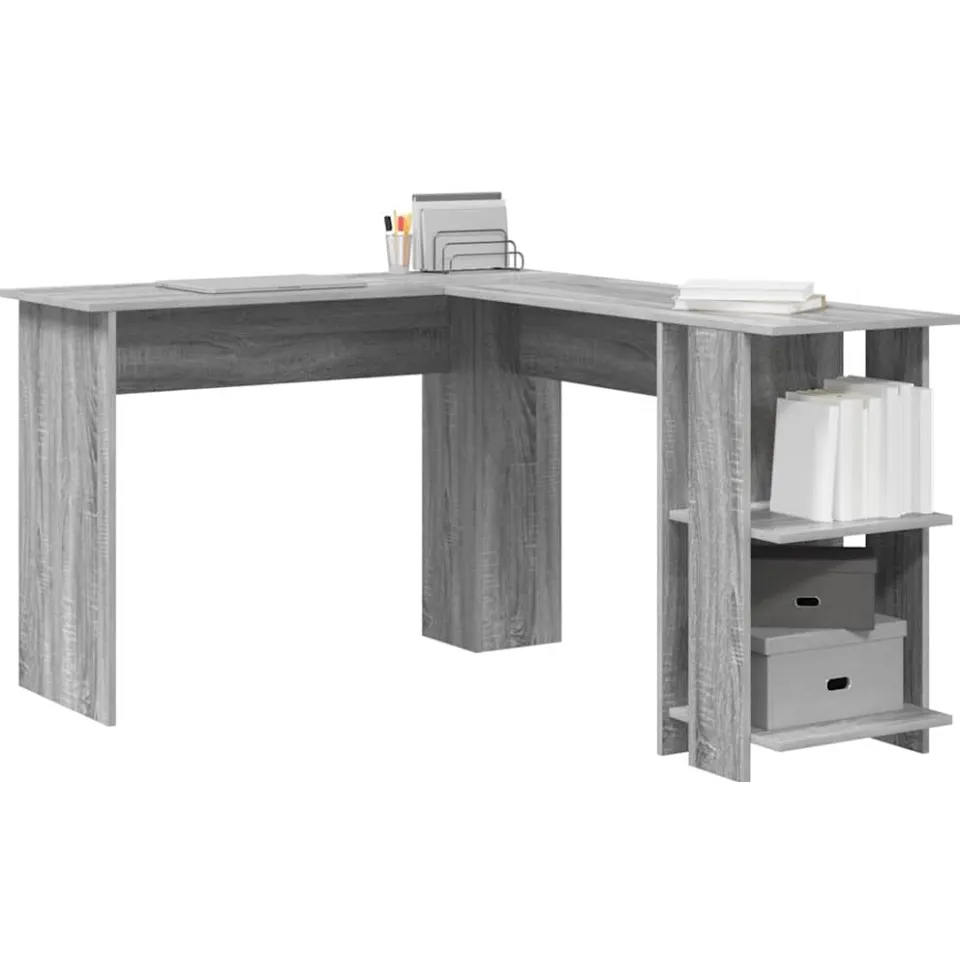 vidaXL Hoekbureau Grijs Sonoma 140 x 113,5 x 75 cm Bewerkt hout