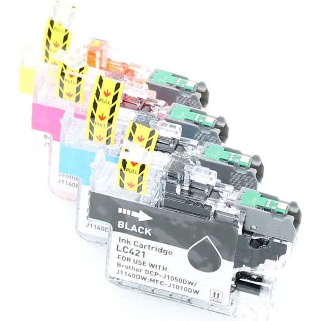 ABC huismerk set 4x inkt cartridge geschikt voor Brother LC421 LC421VAL geschikt voor DCP-J1050DW DCP-J1140DW MFC-J1010DW Set 4 kleuren