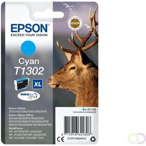 Epson Stag inktpatroon Cyan T1302 DURABrite Ultra Ink (C13T13024022) Cyaan