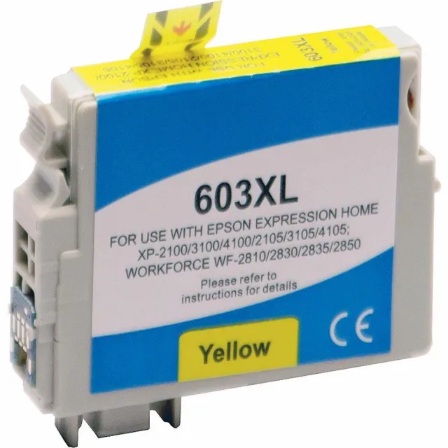 inkmaster Huismerk Premium inkt cartridge voor Epson 603 XL Y yellow geel Met Chip - Epson 603XL - Voor Printers: XP-2100 / XP-2105 / XP-3100 / XP-3105 / XP-4100 / XP-4105 / Workforce / WF-2810DWF / WF-2830DWF / WF-2835DWF / WF-2850DWF - Epson