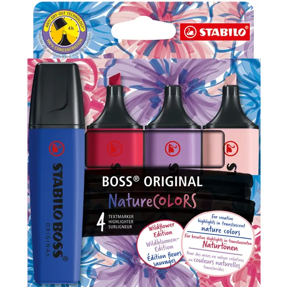 Stabilo Markeerstift STABILO Boss Wildflower assorti 4 stuks