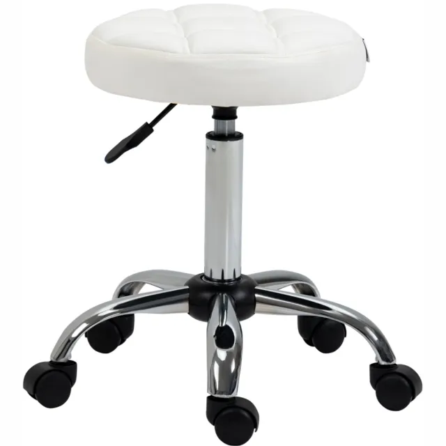 MODENUIT Werkkruk 35,5 cm - Hoogteverstelbaar En Draaibaar - Voor Salon, Studio En Keuken - Gebonden Leer - Wit