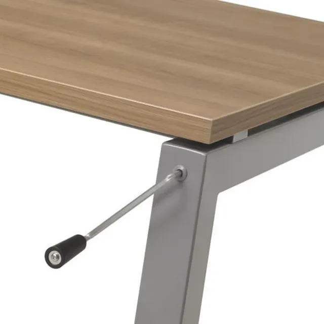 ABC Kantoormeubelen 4 poots slinger verstelbaar bureau zit/zit Kubus breed 180CM diep 80CM bladkleur Havanna framekleur Antraciet (Ral 7016) Antraciet (Ral 7016)/Havanna