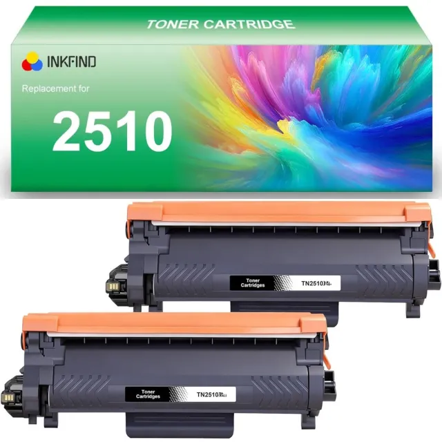 INKFIND TN2510 tonercartridge voor Brother 2510 TN2510 TN-2510 tonercartridge multipack 2 stuks (Zwart x 2)