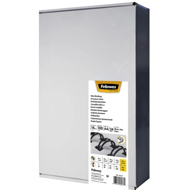 Fellowes Draadrug Fellowes 14mm 34-rings A4 wit 100 stuks