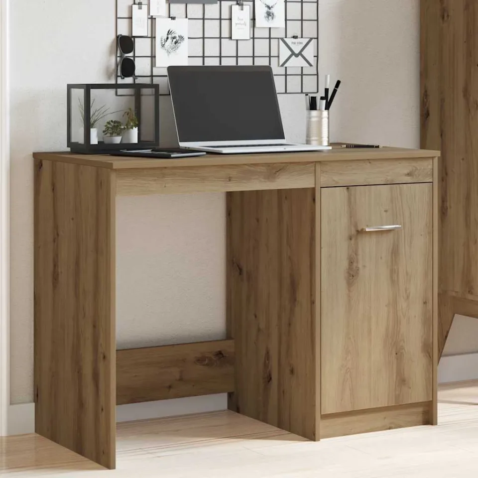 vidaXL Bureau 100x50x76 cm bewerkt hout artisanaal eikenkleur, foto 3