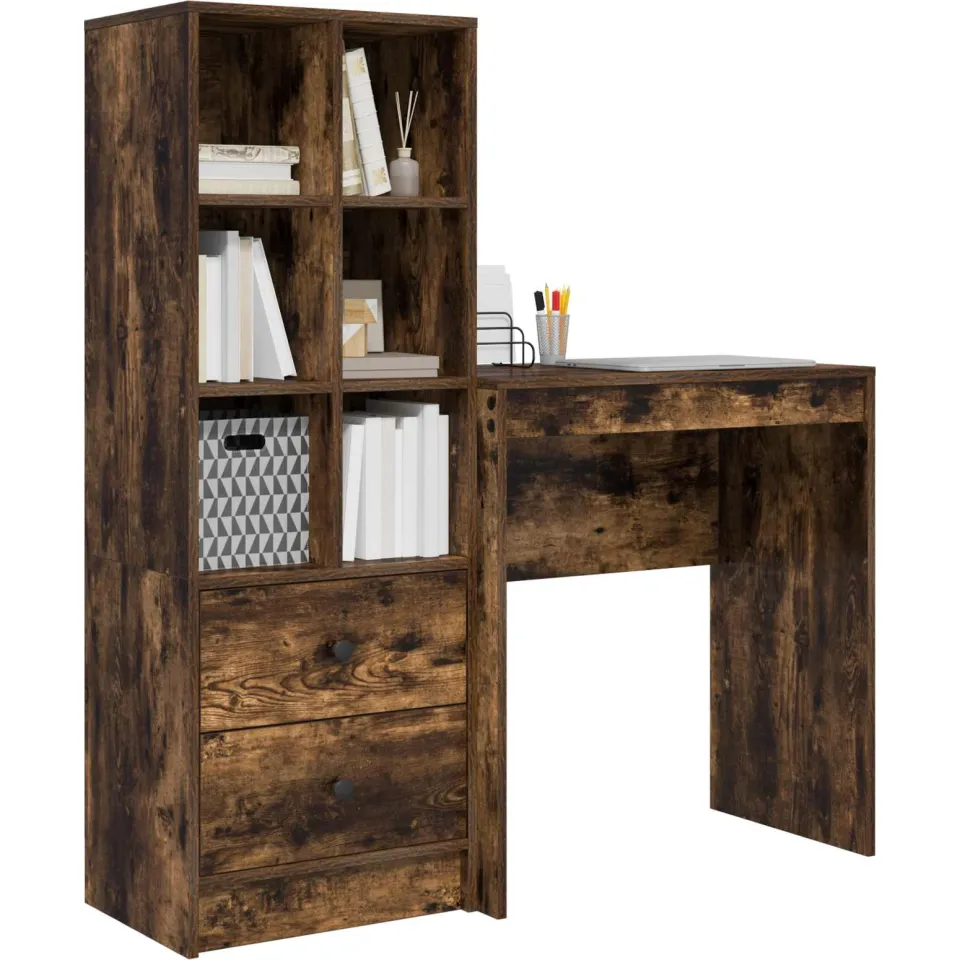 vidaXL Bureau Gerookt eiken 115,5 x 40 x 127 cm 2 st Bruin