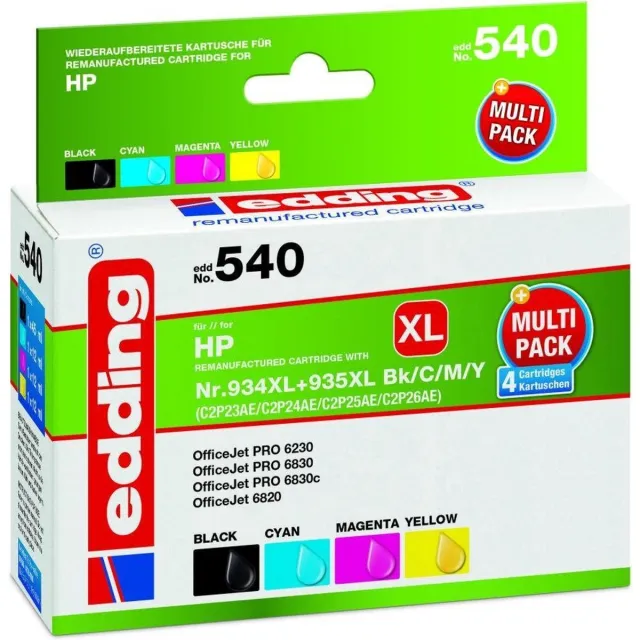Edding Inktcartridge vervangt HP 934XL, 935XL, X4E14AE, C2P23AE, C2P24AE, C2P25AE, C2P26AE Compatibel Combipack Zwart Kleurloos